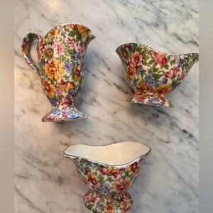 Erphila Floral Porcelain Creamer and Sugar Set
